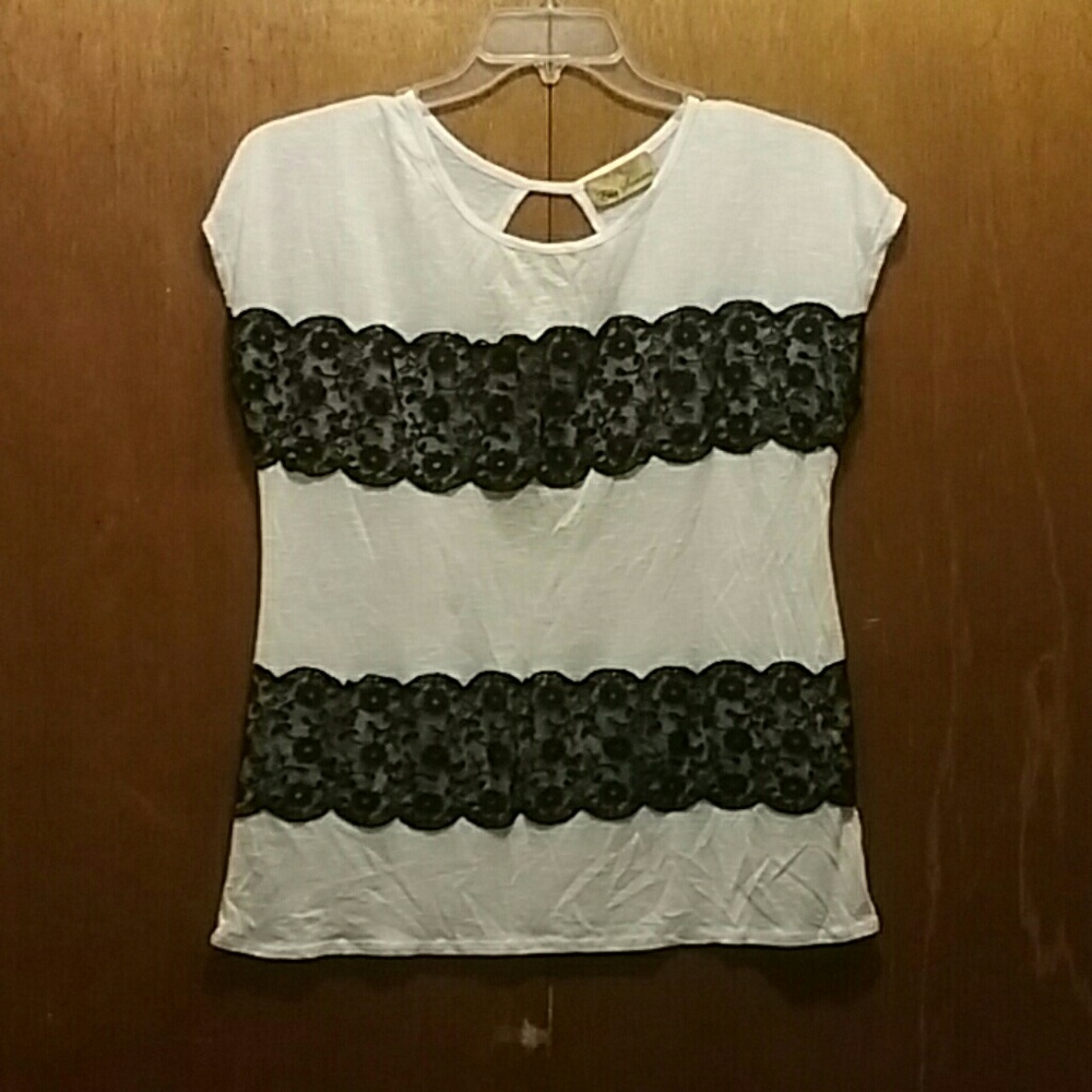 Black lace and white tee